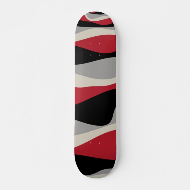 Ebb and Flow 4 - Red, Grey, Black and Bone White Skateboard (Front)