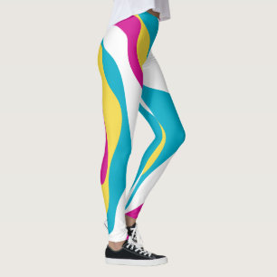 Ebb and Flow 4 - Turquoise, Yellow, Pink and White Leggings