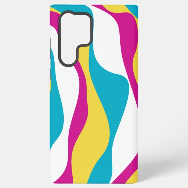 Ebb and Flow 4 - Turquoise, Yellow, Pink and White Samsung Galaxy S22 Ultra Case (Back)