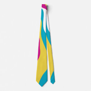 Ebb and Flow 4 - Turquoise, Yellow, Pink and White Tie