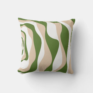 Ebb and Flow 4 - White, Sand and Palm Green Cushion
