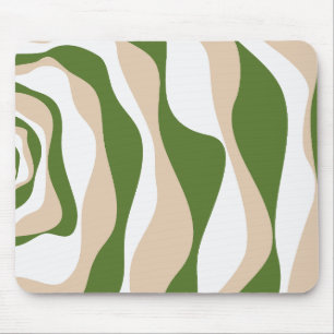 Ebb and Flow 4 - White, Sand and Palm Green Mouse Pad