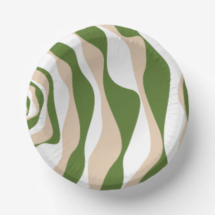 Ebb and Flow 4 - White, Sand and Palm Green Paper Plate