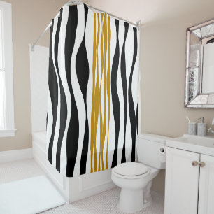 Ebb and Flow - Dark Yellow Shower Curtain