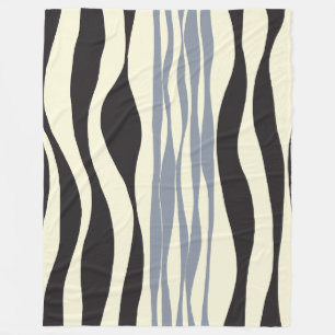 Ebb and Flow in Black, Gray and Cream Fleece Blanket