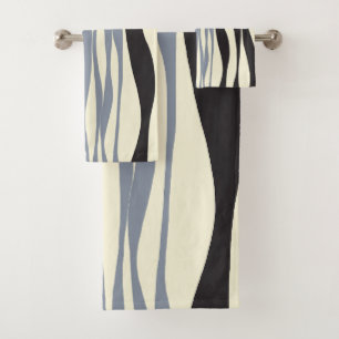 Ebb and Flow in Black, Grey and Cream Bath Towel Set