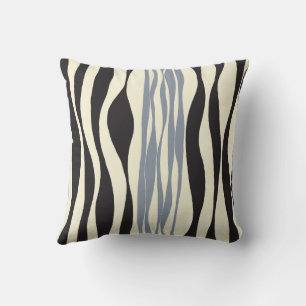 Ebb and Flow in Black, Grey and Cream  Cushion