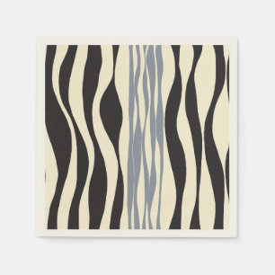 Ebb and Flow in Black, Grey and Cream Napkin