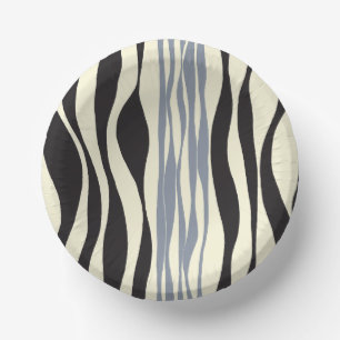 Ebb and Flow in Black, Grey and Cream  Paper Plate