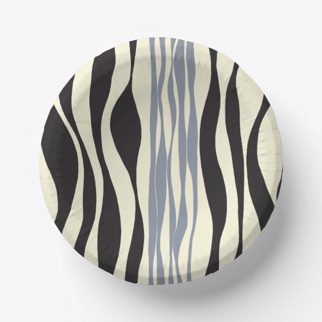 Ebb and Flow in Black, Grey and Cream  Paper Plate (Front)