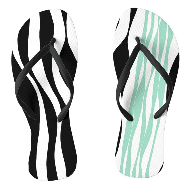 Ebb and Flow - Mint Green, White and Black  Jandals (Footbed)