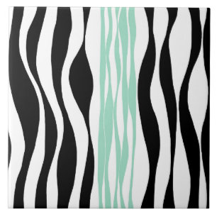 Ebb and Flow - Mint Green, White and Black Tile