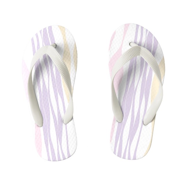 Ebb and Flow - Pastel Pink, Yellow and Purple Kid's Jandals (Footbed)