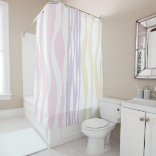 Ebb and Flow - Pastel Pink, Yellow and Purple Shower Curtain