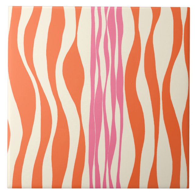Ebb and Flow - Pink, Orange, and Cream  Tile (Front)