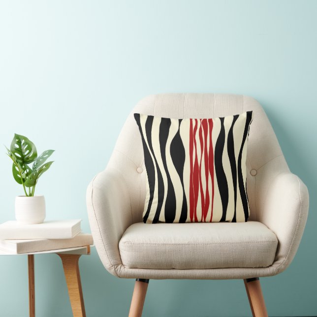 Ebb and Flow - Red & Cream Cushion (Chair)