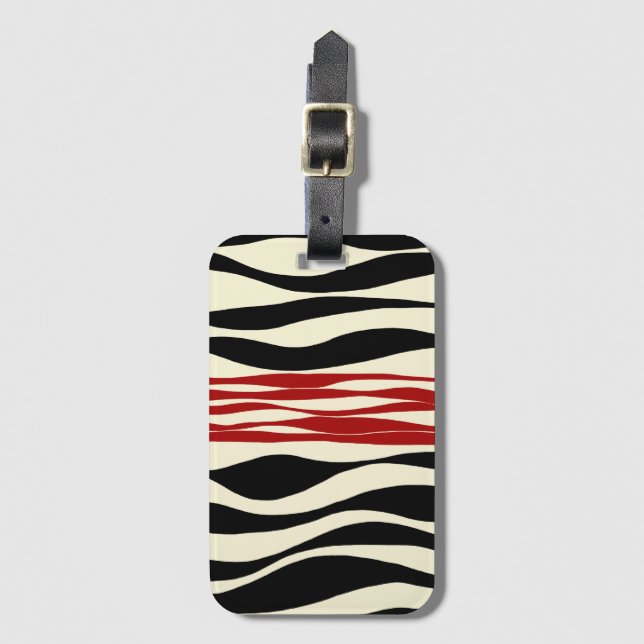 Ebb and Flow - Red & Cream Luggage Tag (Front Vertical)