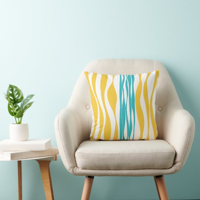 Ebb and Flow - Turquoise & Yellow Cushion (Chair)