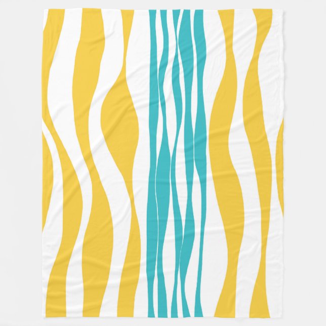 Ebb and Flow - Turquoise & Yellow Fleece Blanket (Front)