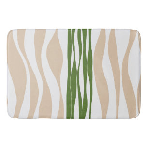 Ebb and Flow - White, Sand and Palm Green Bath Mat