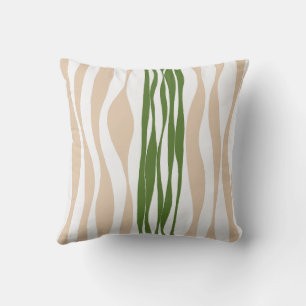 Ebb and Flow - White, Sand and Palm Green Cushion
