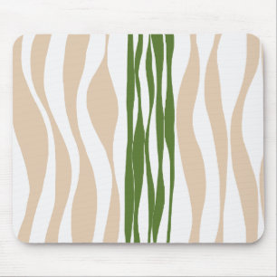 Ebb and Flow - White, Sand and Palm Green  Mouse Pad