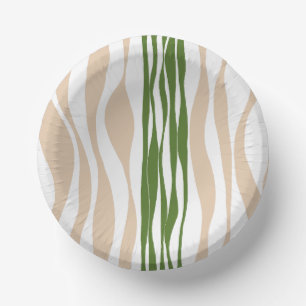 Ebb and Flow - White, Sand and Palm Green  Paper Plate