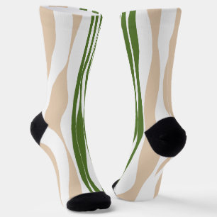 Ebb and Flow - White, Sand and Palm Green Socks