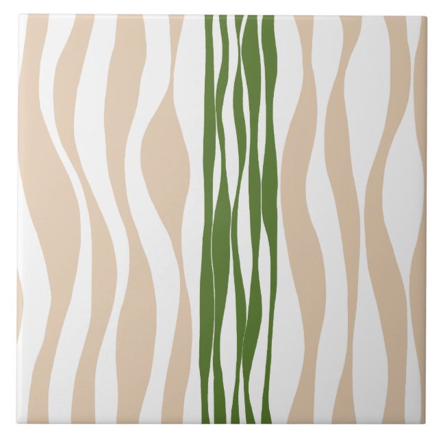 Ebb and Flow - White, Sand and Palm Green  Tile (Front)