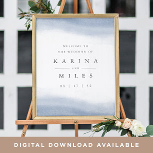 Ebb Tide Coastal Watercolor Wedding Welcome Sign