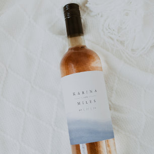 Ebb Tide   Coastal Watercolor Wedding Wine Label