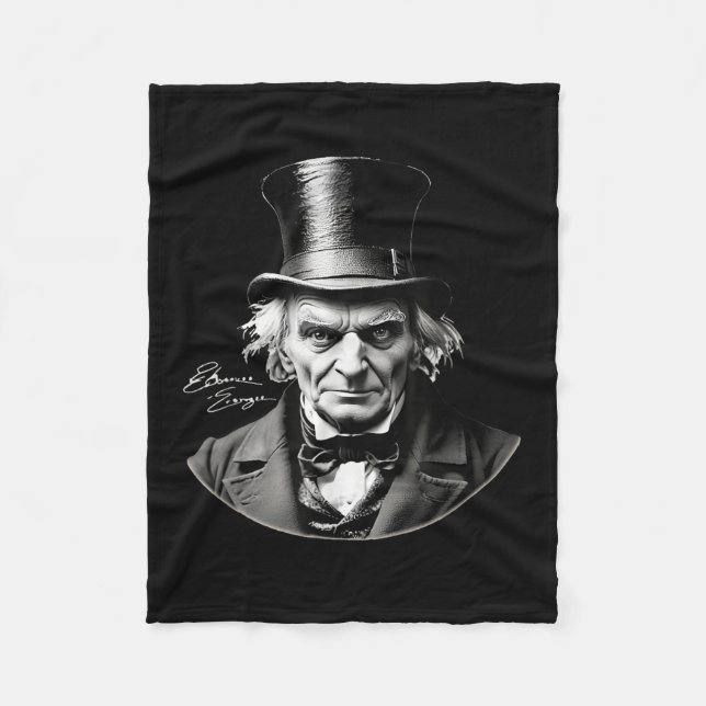 Ebeneezer Scrooge Rtrait With Signature  Fleece Blanket (Front)