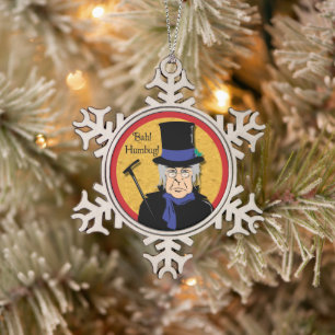 Ebenezer Scrooge Snowflake Pewter Christmas Ornament