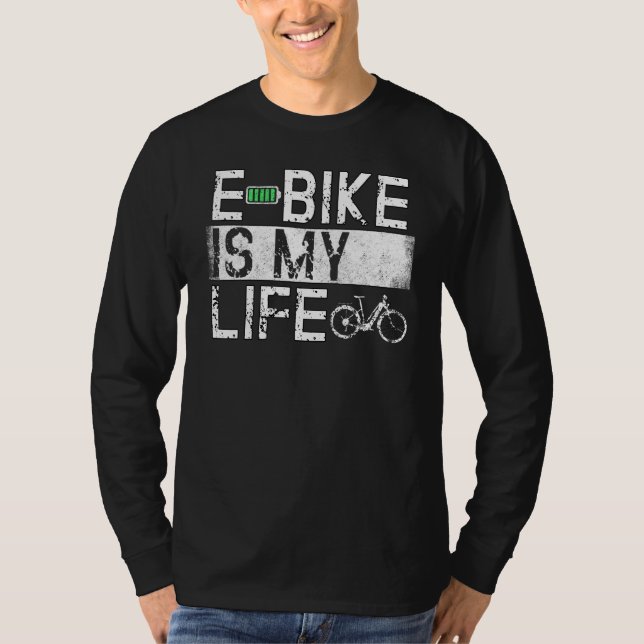 Ebike Cycling Retro E Bike Cyclist Battery Bicycle T-Shirt (Front)