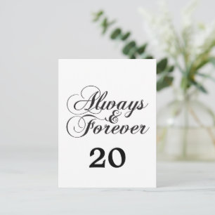 Ebony Always & Forever Table Number Postcard