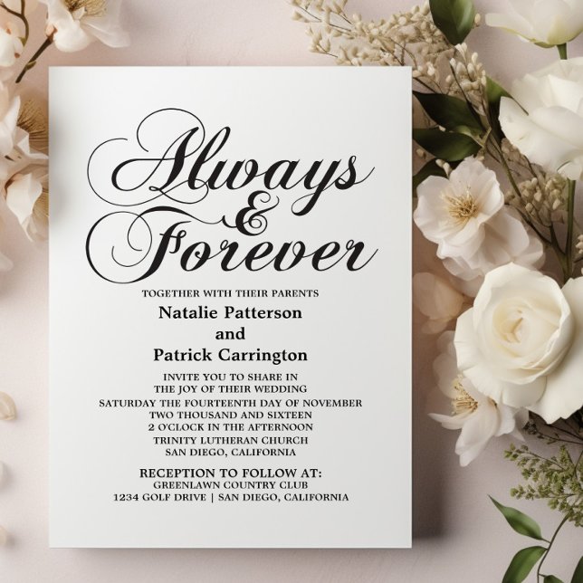 Ebony Always & Forever Wedding Invite (Ebony Always and Forever Wedding Invitation)