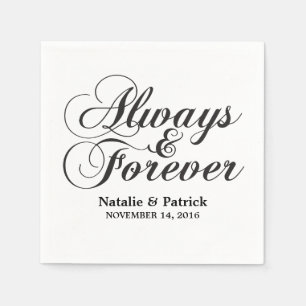 Ebony Always & Forever Wedding Paper Napkins
