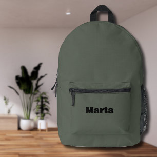 Ebony and Black Simple Personalised Name  Printed Backpack