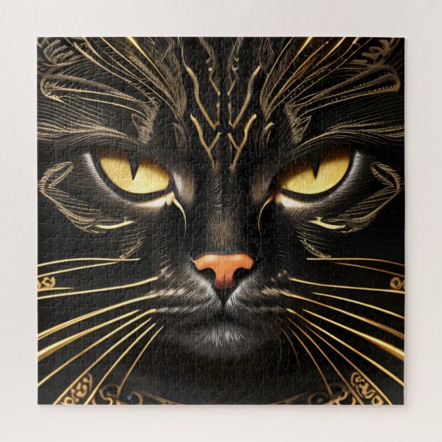 Ebony and Gold Cat Jigsaw Puzzle (Vertical)