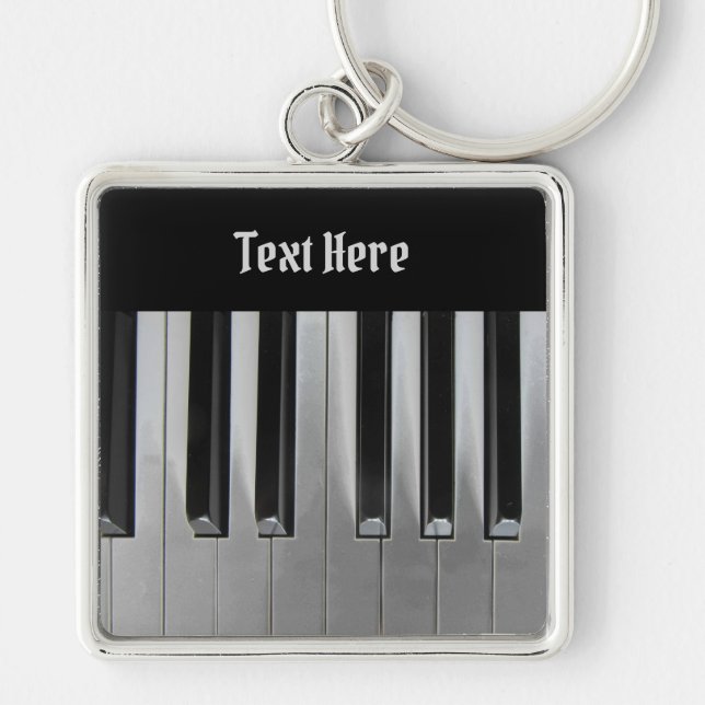 Ebony and Ivory Custom Text Key Ring (Front)