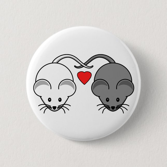 Ebony and Ivory Mouse Love 6 Cm Round Badge (Front)
