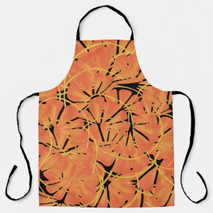 Ebony Black And Citrus Orange Tropical Art Design Apron