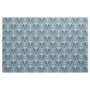 Ebony Blue Parisian Damask Pattern Fabric
