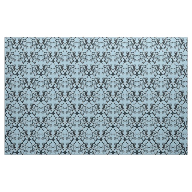 Ebony Blue Parisian Damask Pattern Fabric (Fat Quarter)