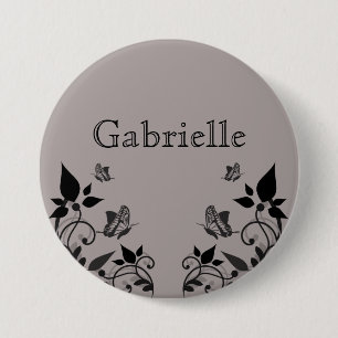 Ebony Butterfly Floral Button