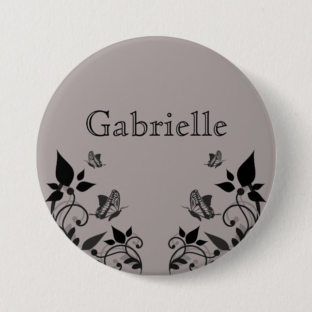 Ebony Butterfly Floral Button (Front)