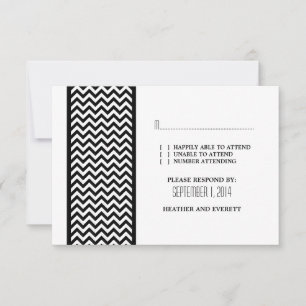 Ebony Chevron Border RSVP Card