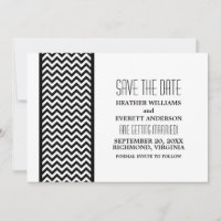 Ebony Chevron Border Save the Date Invite