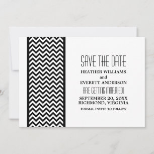 Ebony Chevron Border Save the Date Invite