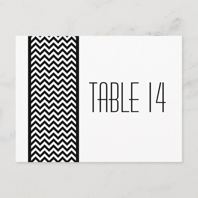Ebony Chevron Border Table Number Postcard (Front)